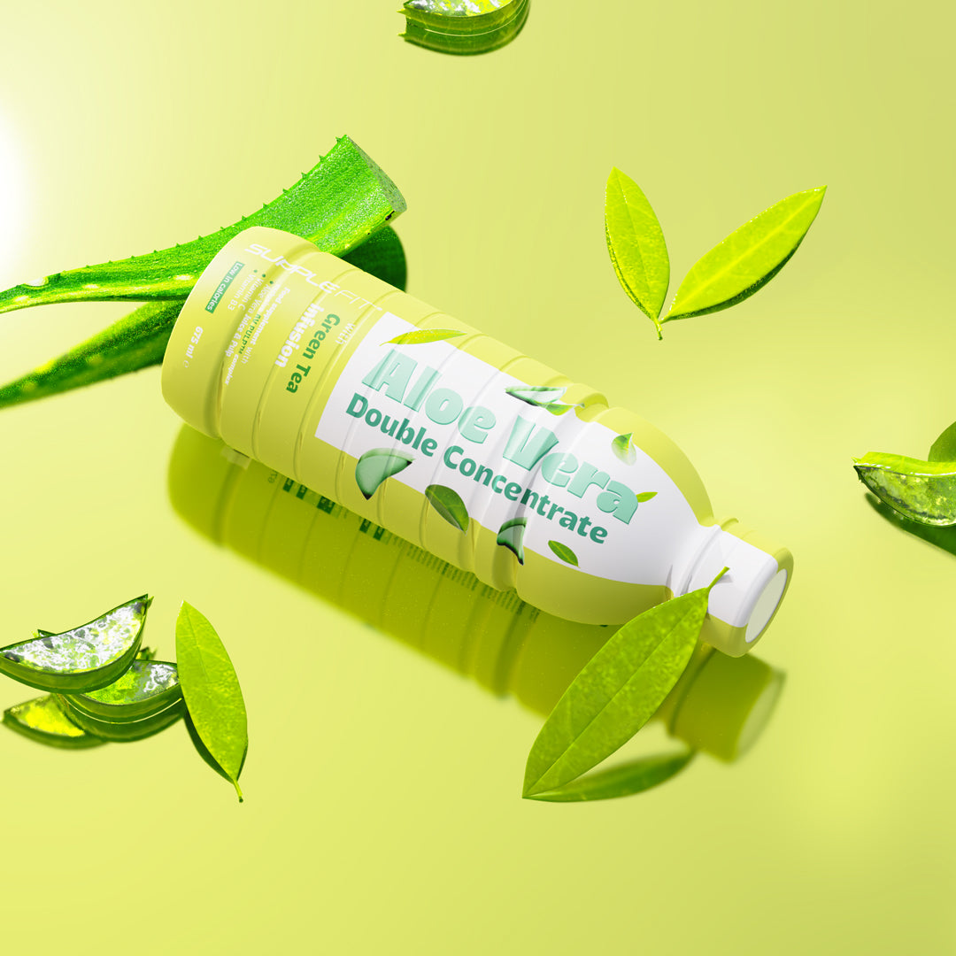 Jus Chogan Aloe Vera Thé Vert sur un fond naturel et sain