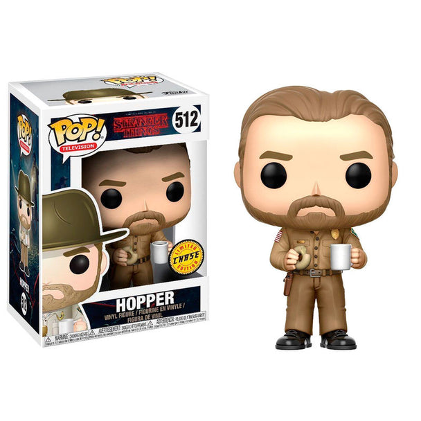 Figurine Funko POP Hopper Chase de Stranger Things en vinyle de 9 cm dans sa boîte cadeau officielle.