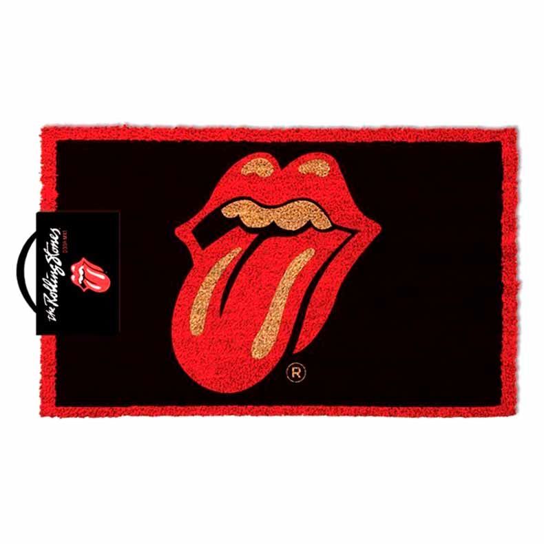 Paillasson Rolling Stones lips en PVC et fibre de coco, dimensions 40x60cm, design emblématique pour décoration d'entrée.