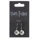 Boucles d'oreilles Harry Potter Platform 9 3/4 en alliage de zinc présentées sur fond blanc, vue rapprochée du design détaillé.