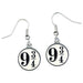 Packaging blister transparent de 11x6x1 cm contenant les boucles d'oreilles Harry Potter Platform 9 3/4 de THE CARAT SHOP.