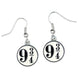 Packaging blister transparent de 11x6x1 cm contenant les boucles d'oreilles Harry Potter Platform 9 3/4 de THE CARAT SHOP.