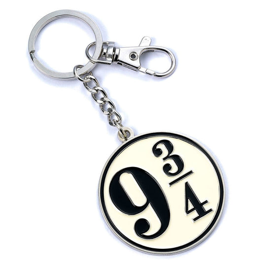 Porte-clés Harry Potter Voie 9 3/4 en alliage de zinc, dimensions 6x5x0,5 cm, design détaillé et robuste.