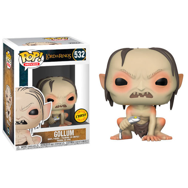 Figurine Funko POP Gollum Chase du Seigneur des Anneaux en vinyle de 9 cm dans sa boîte cadeau.