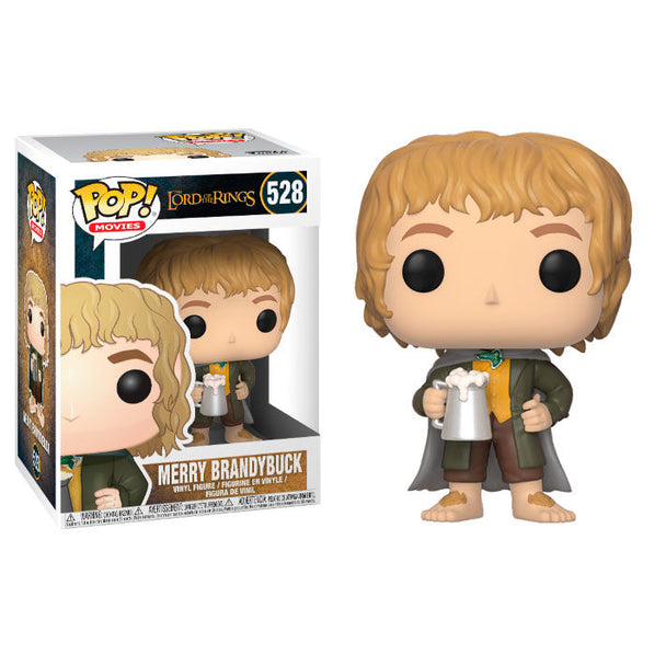 Figurine Funko POP de Merry Brandybuck du Seigneur des Anneaux en vinyle de 9 cm dans sa boîte cadeau.