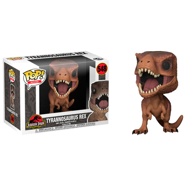Figurine Funko POP Tyrannosaurus de Jurassic Park en vinyle, hauteur 9 cm, présentée dans sa boîte cadeau.