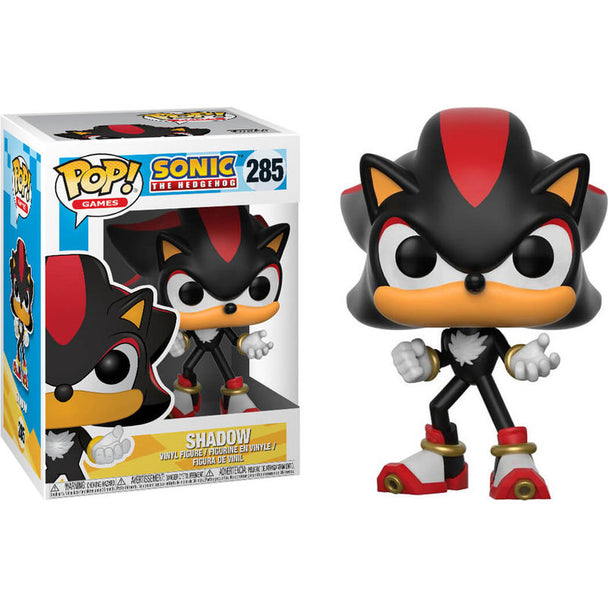 Vue rapprochée de la figurine Sonic Shadow Funko POP montrant les détails du design et les couleurs vives