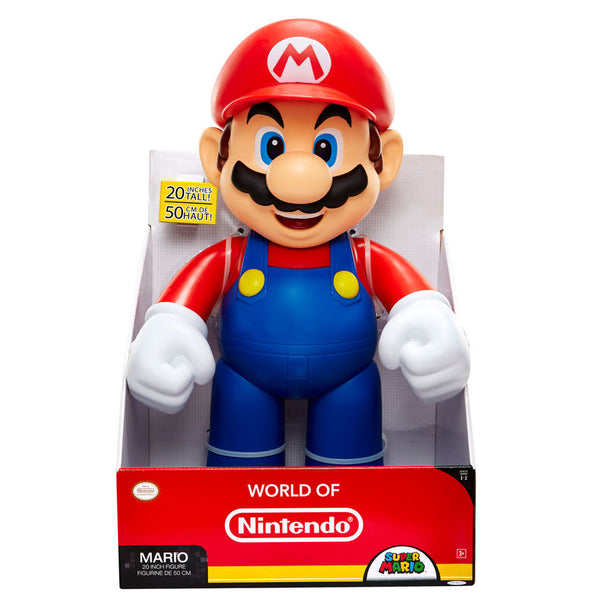 Détail rapproché sur le visage souriant de la figurine Super Mario articulée