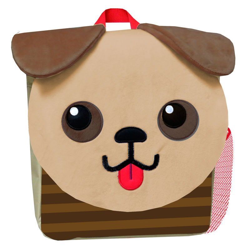 Chien portant le sac à dos Bagoose 26cm lors d'une promenade en plein air, démontrant confort et ajustement.