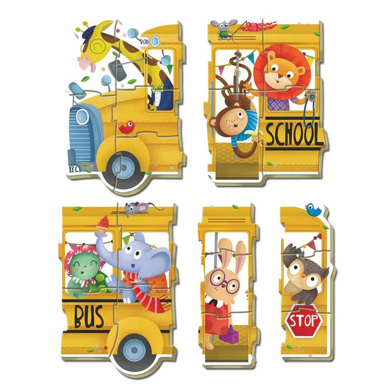 Puzzle bus scolaire EDUCA BORRAS avec 2 à 5 pièces colorées pour enfants de plus de 24 mois