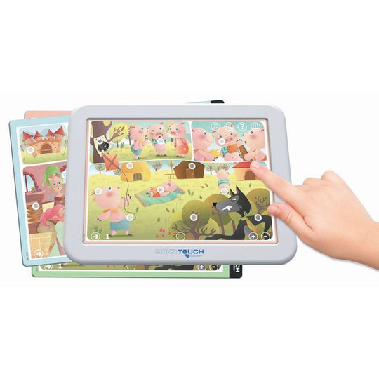 Base interactive Educa Touch Junior avec fiches d'activités illustrées pour enfants de 2 à 6 ans.