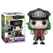 Figurine Funko POP Beetlejuice de 9 cm avec chapeau noir, vue de face dans sa boîte cadeau transparente