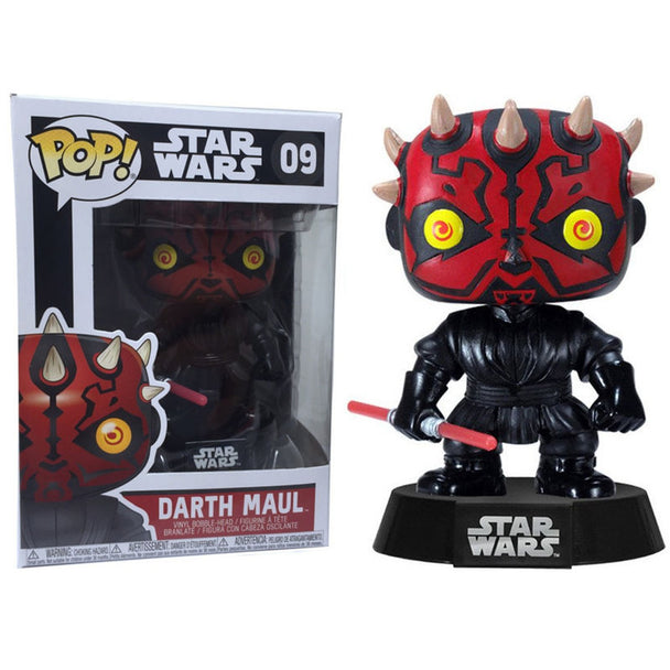 Figurine Funko Pop Darth Maul de Star Wars vue de face avec détails rouges et noirs