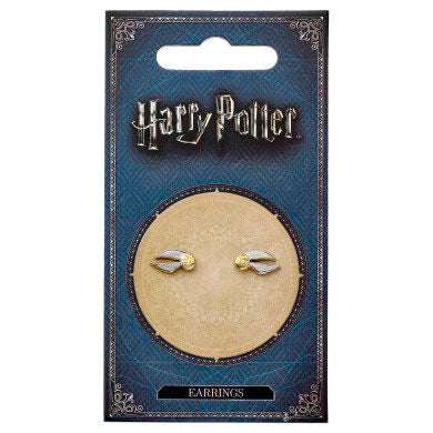 Boucles d'oreilles Vif d'Or Harry Potter, détail du design complexe et brillant, parfaites pour les fans de la saga et les collectionneurs.