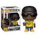 Côté gauche de la figurine Funko POP Notorious B.I.G. en maillot, montrant les détails du vinyle et la boîte