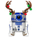 Figurine Funko POP R2-D2 Star Wars avec bois de cerf, vue de face dans sa boîte vitrine transparente
