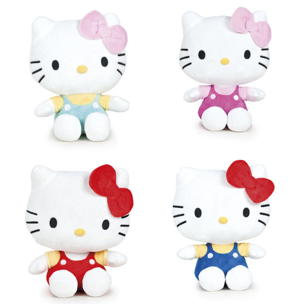 Peluche Hello Kitty SANRIO de 24cm, jouet doux et coloré, vue de face sur fond blanc