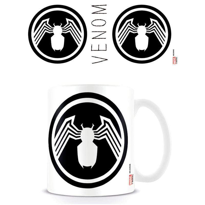 Mug en céramique blanc avec logo Marvel Venom noir visible sur le devant, capacité 315ml