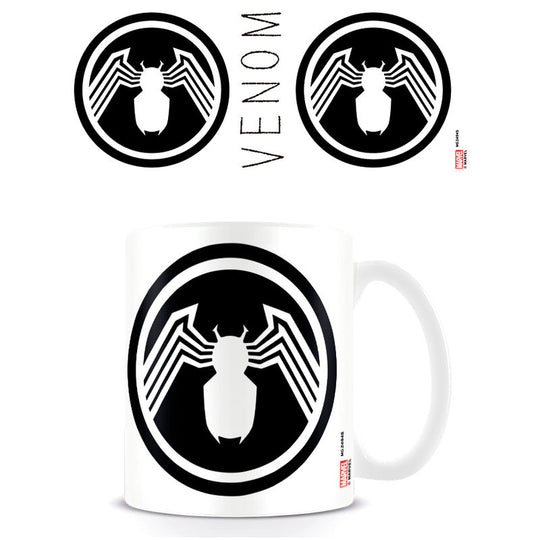 Mug en céramique blanc avec logo Marvel Venom noir visible sur le devant, capacité 315ml