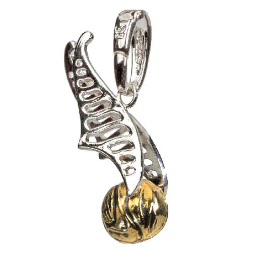 Charm Harry Potter Golden Snitch en métal de 4 cm signé Noble Collection, vue détaillée du bijou.