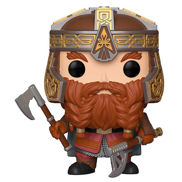 Vue rapprochée de la figurine Funko POP Gimli avec détails précis du visage et armure du personnage nain