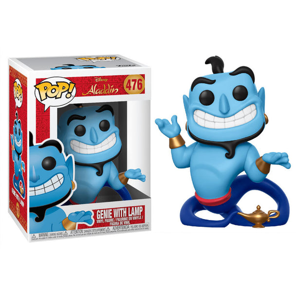 Figurine Funko POP Génie d'Aladdin en vinyle de 9 cm avec lampe magique dans boîte vitrine transparente