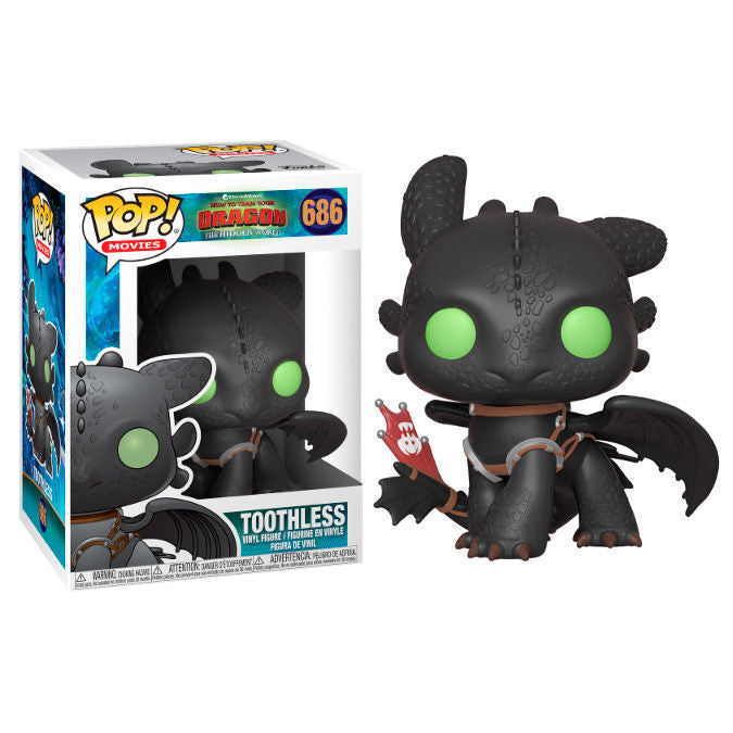 Figurine Funko POP Toothless de Dragons 3 en vinyle noir de 9 cm dans sa boîte vitrine transparente