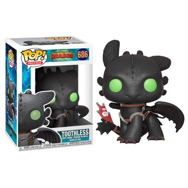 Figurine Funko POP Toothless de Dragons 3 en vinyle noir de 9 cm dans sa boîte vitrine transparente