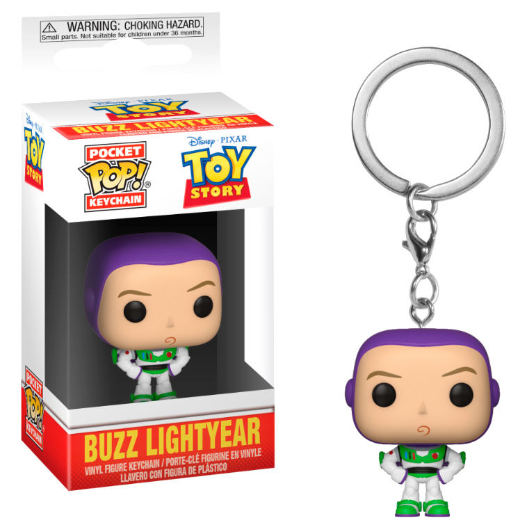 Porte-clés FUNKO Pocket POP Buzz Lightyear de Toy Story Disney Pixar, vue rapprochée du design détaillé.