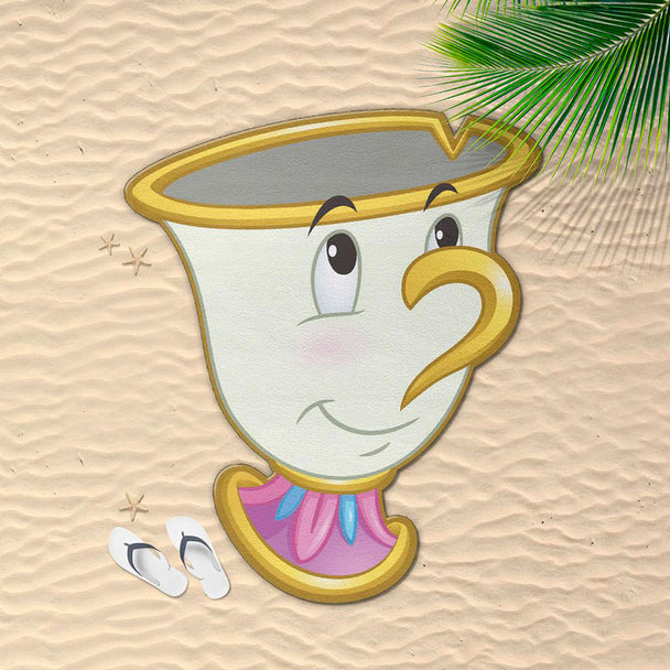 Serviette de plage microfibre Chip La Belle et la Bête Disney CERDÁ vue pliée avec design coloré et personnage Chip