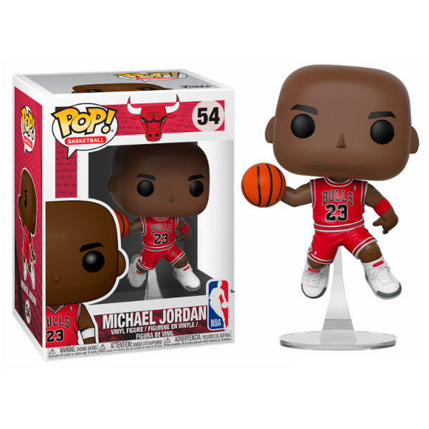 Figurine Funko POP Michael Jordan en tenue des Chicago Bulls, vue de face avec boîte vitrine