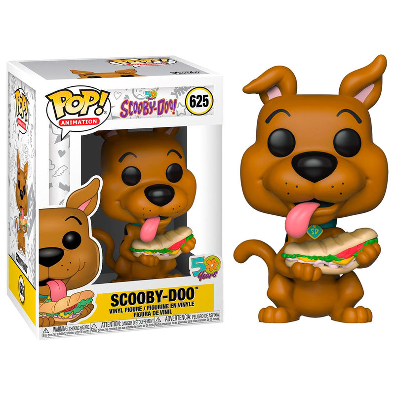 Figurine Funko POP Scooby Doo tenant un sandwich, vinyle de 9 cm dans sa boîte vitrine transparente
