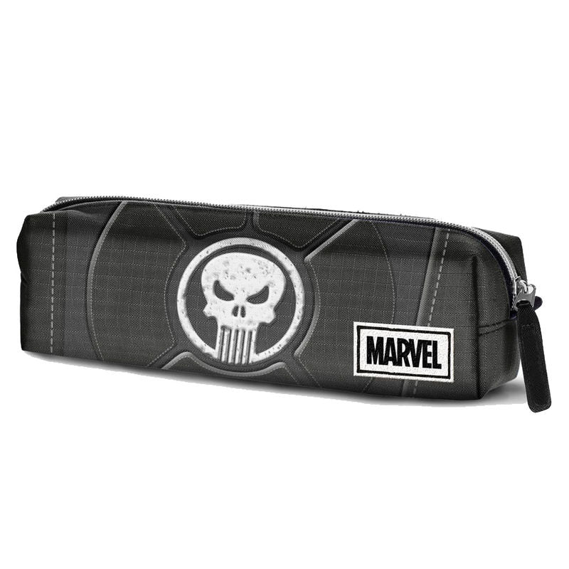 Trousse Marvel Punisher KARACTERMANIA avec design noir et blanc, dimensions 6x22x5,5 cm, vue face avant.