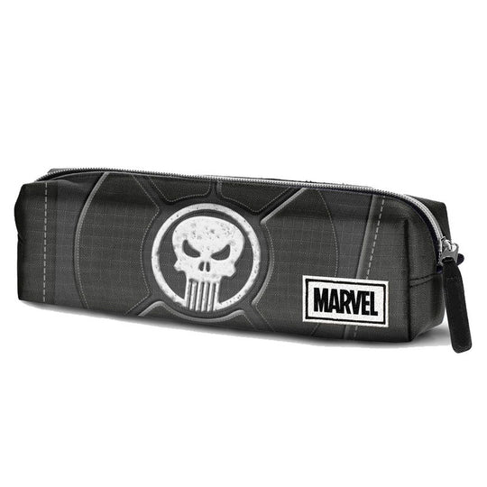 Trousse Marvel Punisher KARACTERMANIA avec design noir et blanc, dimensions 6x22x5,5 cm, vue face avant.