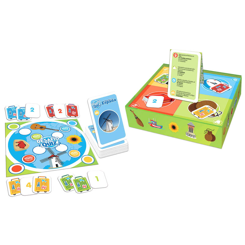 Boîte du jeu de société Spanish Challenge Quiz EDUCA BORRAS avec illustrations colorées et titre visible