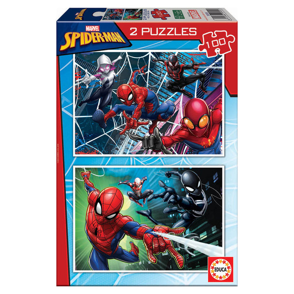 Puzzle Marvel Spiderman 2x100 pièces EDUCA BORRAS avec illustrations colorées et format 40x28cm