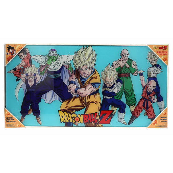 Poster en verre Dragon Ball Heroes SD TOYS de 60x30cm avec illustration colorée des personnages emblématiques.