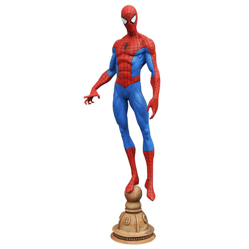 Figurine Marvel Spiderman de 23cm en pose dynamique, fabriquée par DIAMOND SELECT, parfaite pour collectionneurs et fans du super-héros.