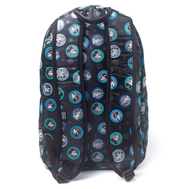 Détail du tissu polyester et PU du sac à dos Disney Mickey, montrant la qualité du matériau