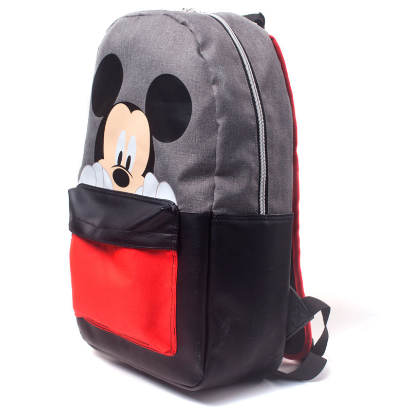 Vue latérale du sac à dos Disney Mickey 35 cm mettant en avant la poche latérale pratique