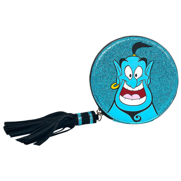 Détail du sac Disney Aladdin Genie montrant la texture en polyester et PU avec logo DIFUZED