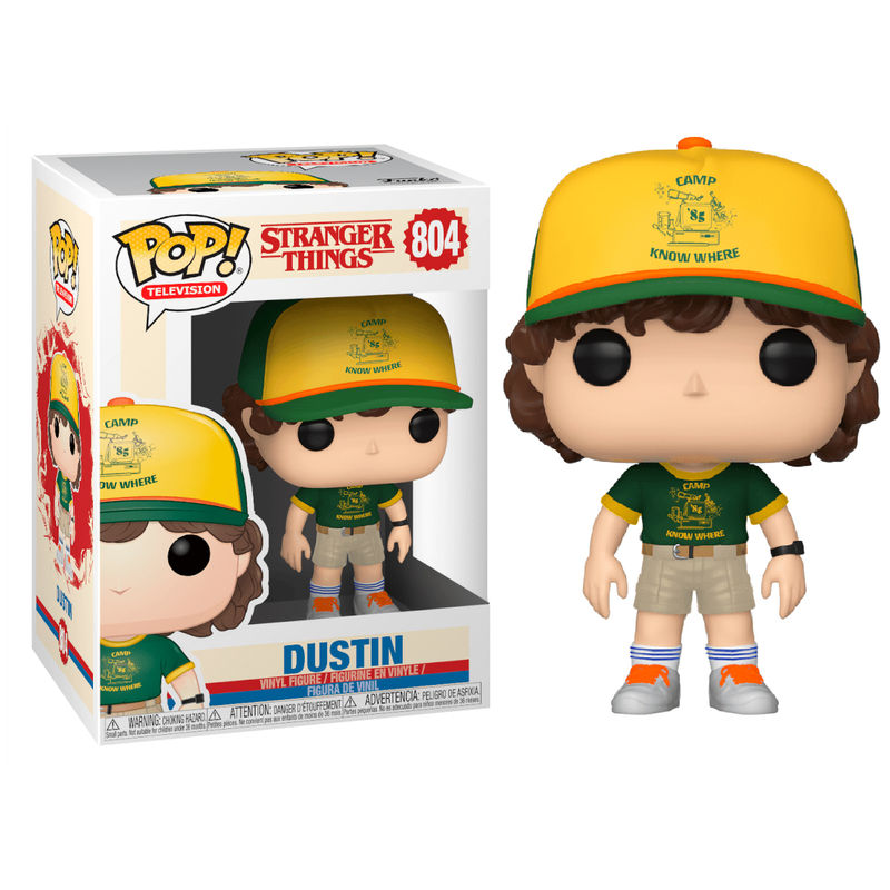 Figurine Funko POP de Dustin de Stranger Things 3, 9 cm, dans sa boîte fenêtre collector.