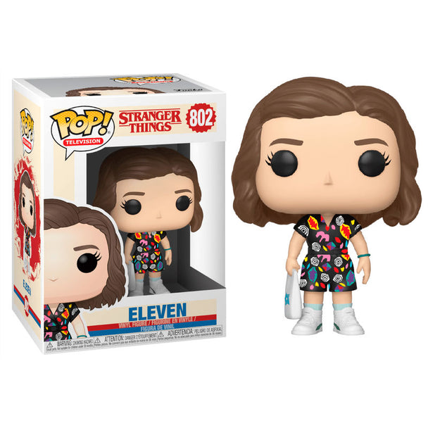 Figurine Funko POP Eleven en tenue Mall Outfit de Stranger Things 3, vue de face dans sa boîte vitrine