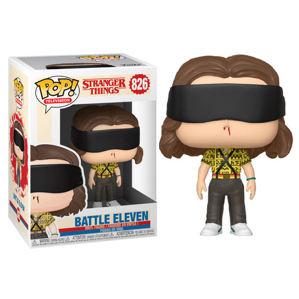 Figurine Funko POP Eleven Battle de Stranger Things 3 en vinyle de 9 cm dans sa boîte vitrine.