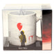 Mug en céramique blanc avec inscription rouge 'You Will Float Too' inspirée du film IT, vue de face