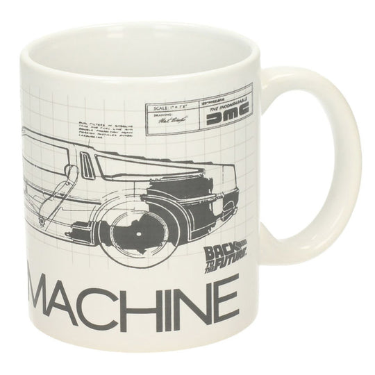 Mug en céramique Back to the Future avec illustration de la machine à remonter le temps, produit par SD TOYS.