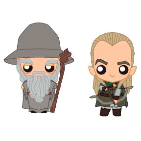 Figurines SD TOYS Gandalf et Legolas du Seigneur des Anneaux, set de 2 Pokis détaillées et peintes.