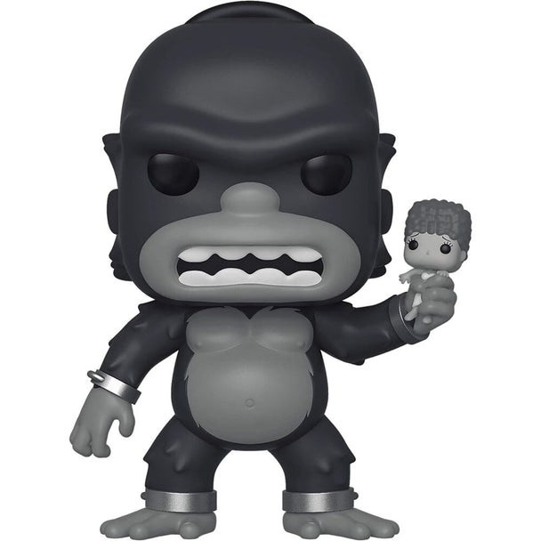 Vue rapprochée de la figurine King Homer des Simpsons Funko POP avec détails colorés et boîte d'exposition