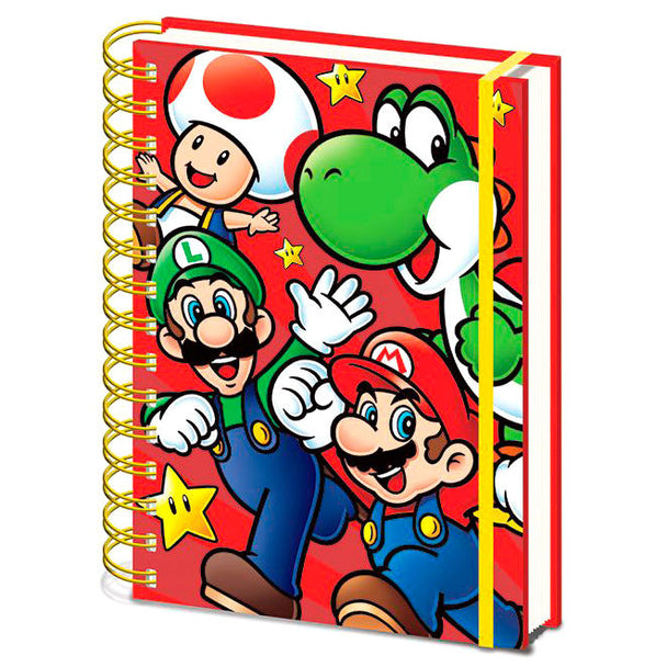 Cahier A5 Nintendo Super Mario Bros de marque PYRAMID avec couverture illustrée colorée.