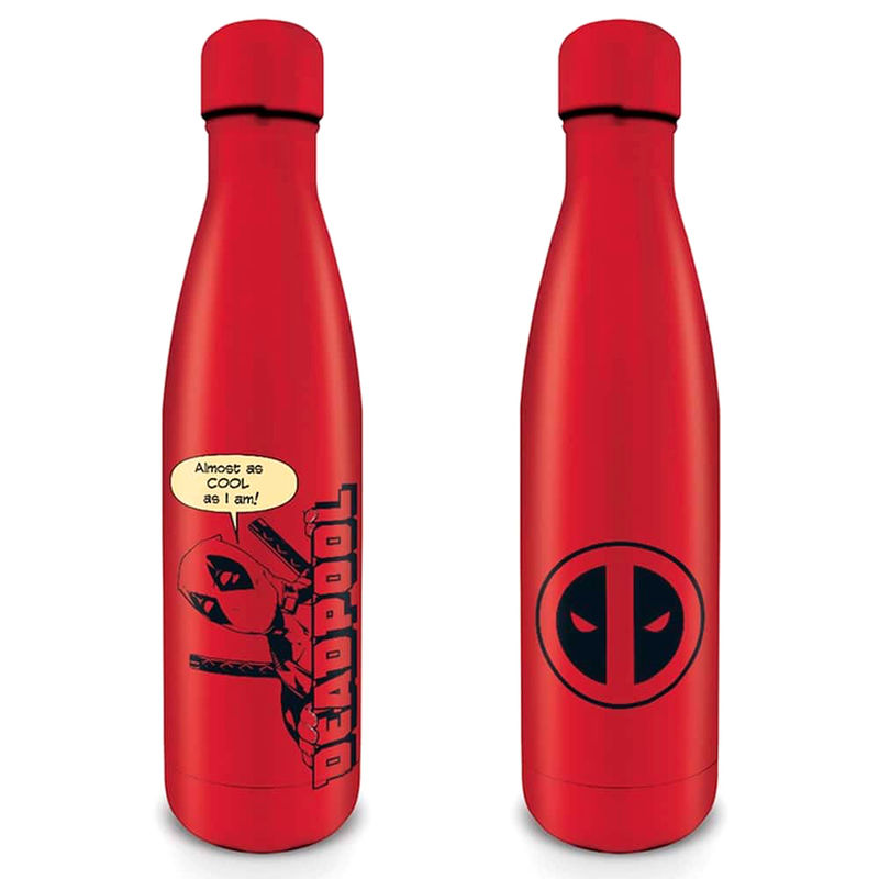 Gourde métallique Marvel Deadpool en acier inoxydable de 500ml avec design rouge et noir, marque PYRAMID.